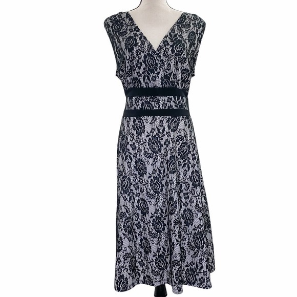 Aa Studio Floral Lace Sleeveless V-Neck Midi Dress - Picture 1 of 12